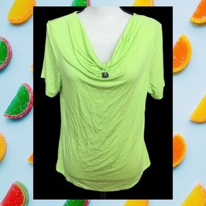 WD-NY Lime Green Draped Stretch Rayon T Shirt New With Tags L